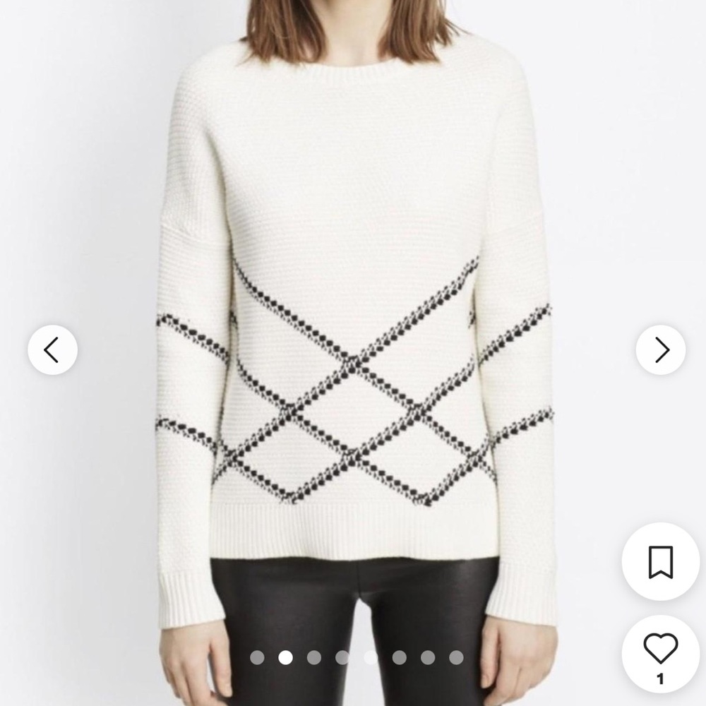 Vince white and black cotton sweater